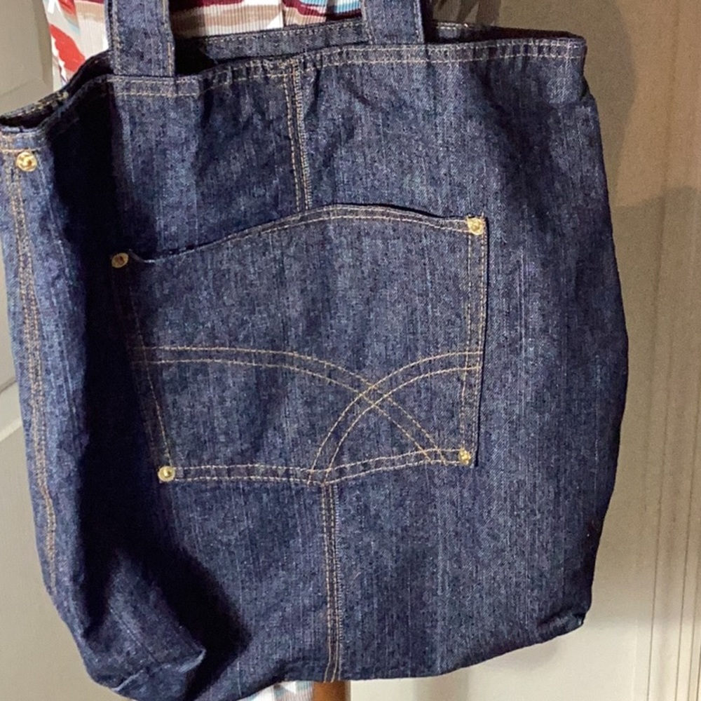 Vintage Denim Tote Purse or Book Bag. (NEW PRICE) Cute Jean Pocket in Front.